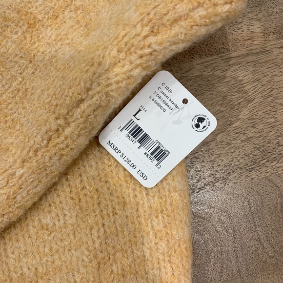 NWT Free People Bradley Camel Heather popcorn funnel neck style size Large - Picture 10 of 12